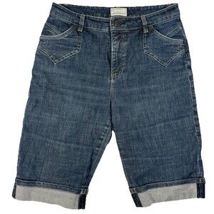 FDJ French Dressing Denim Bermuda Shorts Size 8 Blue Stretch Cuffed Mid Rise